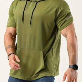Men's Casual Pullover Hooded Tshirt with Kangaroo Pocket - Streetwear for Summer and Fall