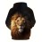 Men's Lion Print Hoodie - Casual Graphic Design Pullover Sweatshirt with Kangaroo Pocket for Winter Fall
