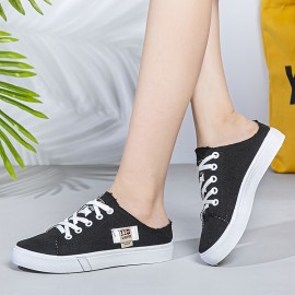Women's Simple Canvas Shoes, Casual Lace Up Outdoor Shoes, Lightweight Low Top Sneakers