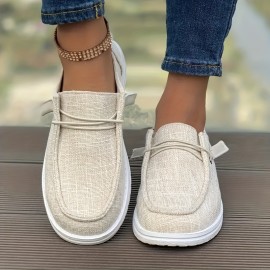 Women's Simple Solid Color Canvas Shoes, Casual Lace Up Outdoor Shoes, Lightweight Low Top Sneakers