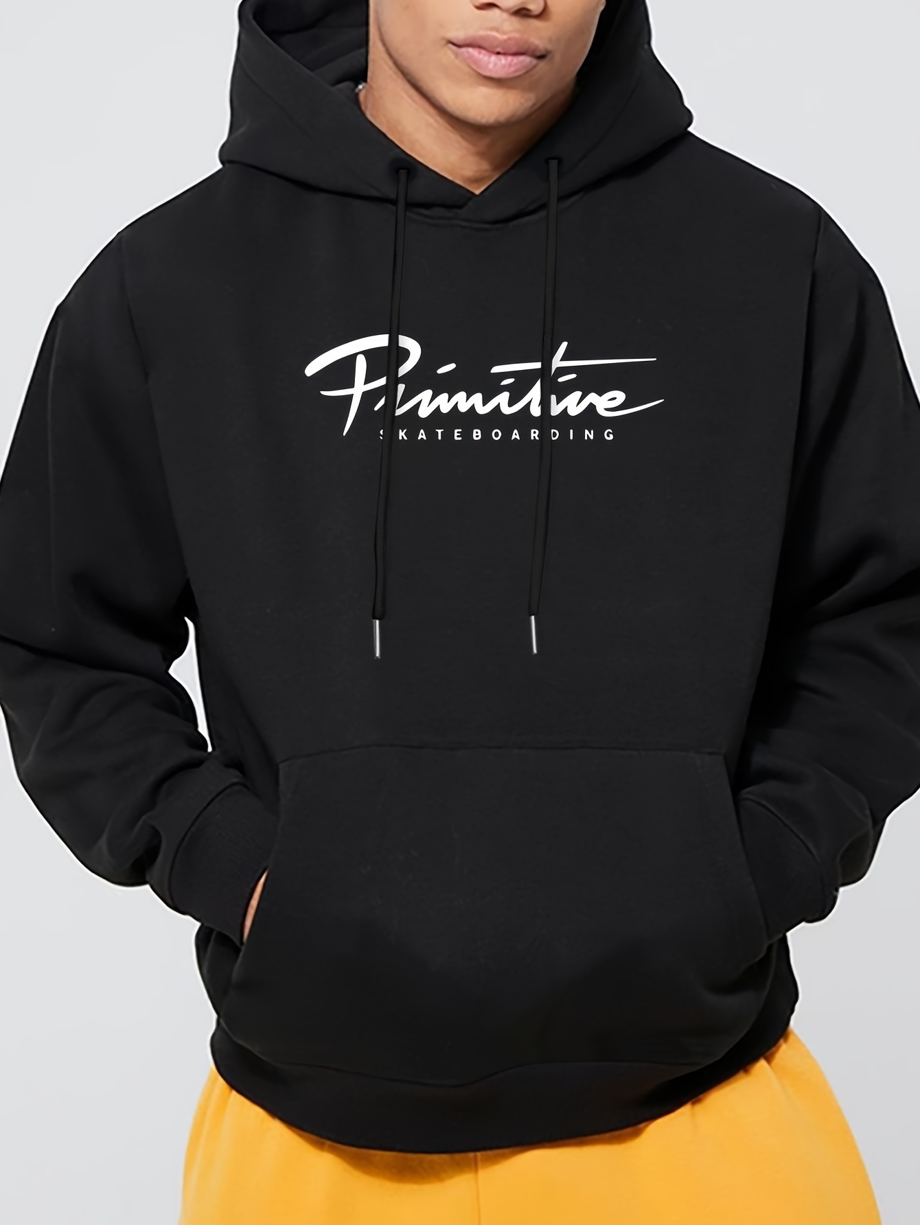 skateboarding print mens pullover round neck hoodies with kangaroo pocket long sleeve hooded sweatshirt loose casual top for autumn winter mens clothing as gifts details 45